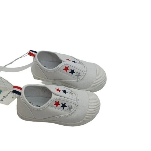 Cat & Jack Canvas Shoes White Archer Patriotic Red White Blue Stars Toddler Girl - Picture 3 of 8